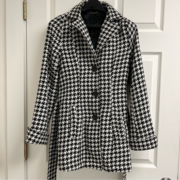 JouJou Fashion Houndstooth mid-length Peacoat (Pea Coat) - Picture 3 of 12